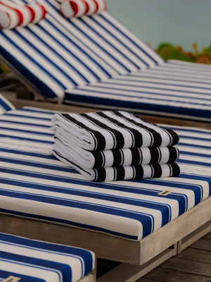Four Seasons Jacquemus Striped Pool Towel, black and white, oversized, exclusive