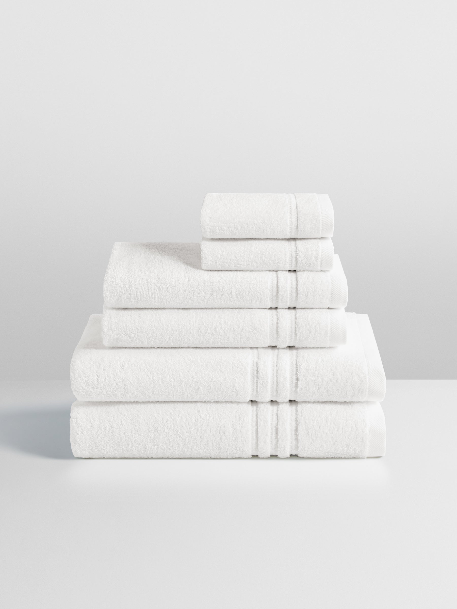 Four Seasons Bath Towel Set, white, ultra-plush, 6-piece cotton set