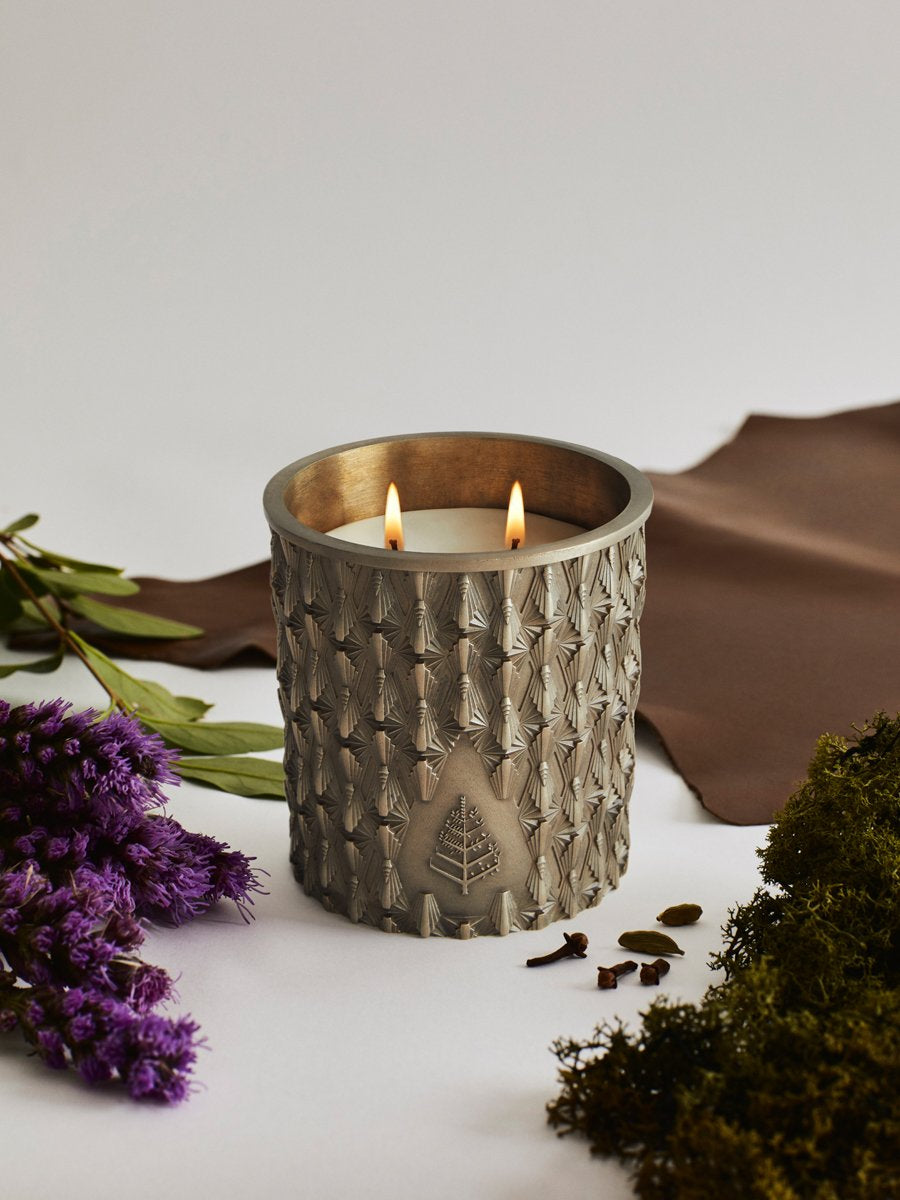 Four Seasons Bronze Votive, Country Escape scent, bronze candleholder, cardamom and clove notes, luxury home fragrance