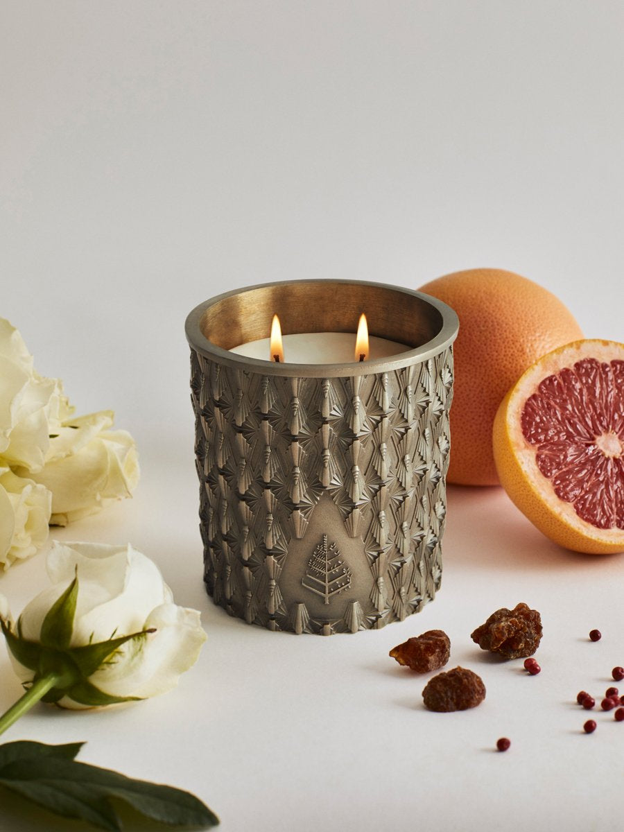 Four Seasons Bronze Votive, Urban Sanctuary scent, bronze candleholder, grapefruit and floral notes, luxury home fragrance