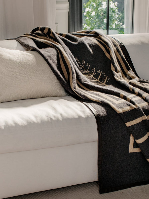 Leather Trim Throw - Four Seasons At Home